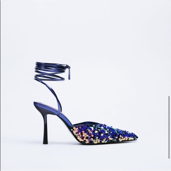 Zara sequin lace-up heels! - Picture 3 of 9